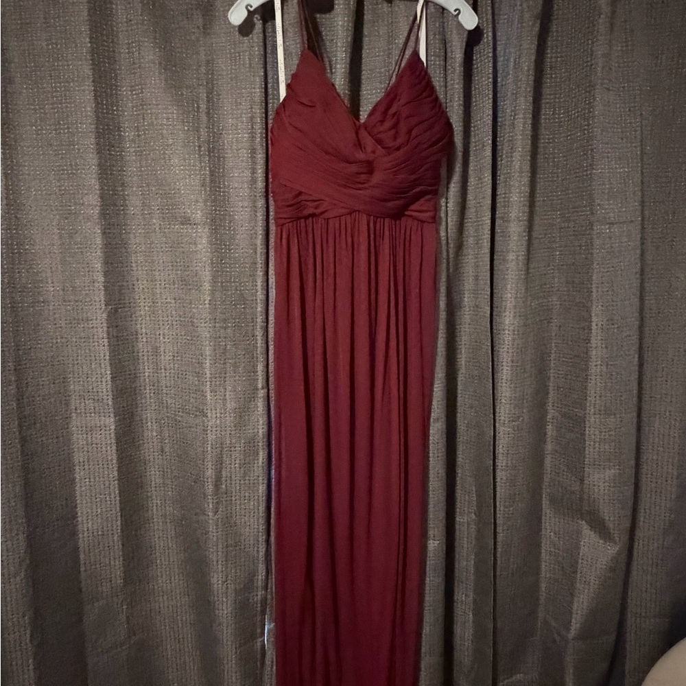 David's Bridal Deep Red Maxi Dress
